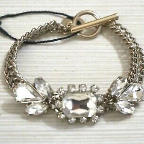 WHBM Goldtone Chunky Rhinestone toggle bracelet - Picture 3 of 6